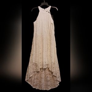 Ladies High-low Ivory Laced Dress Size XL